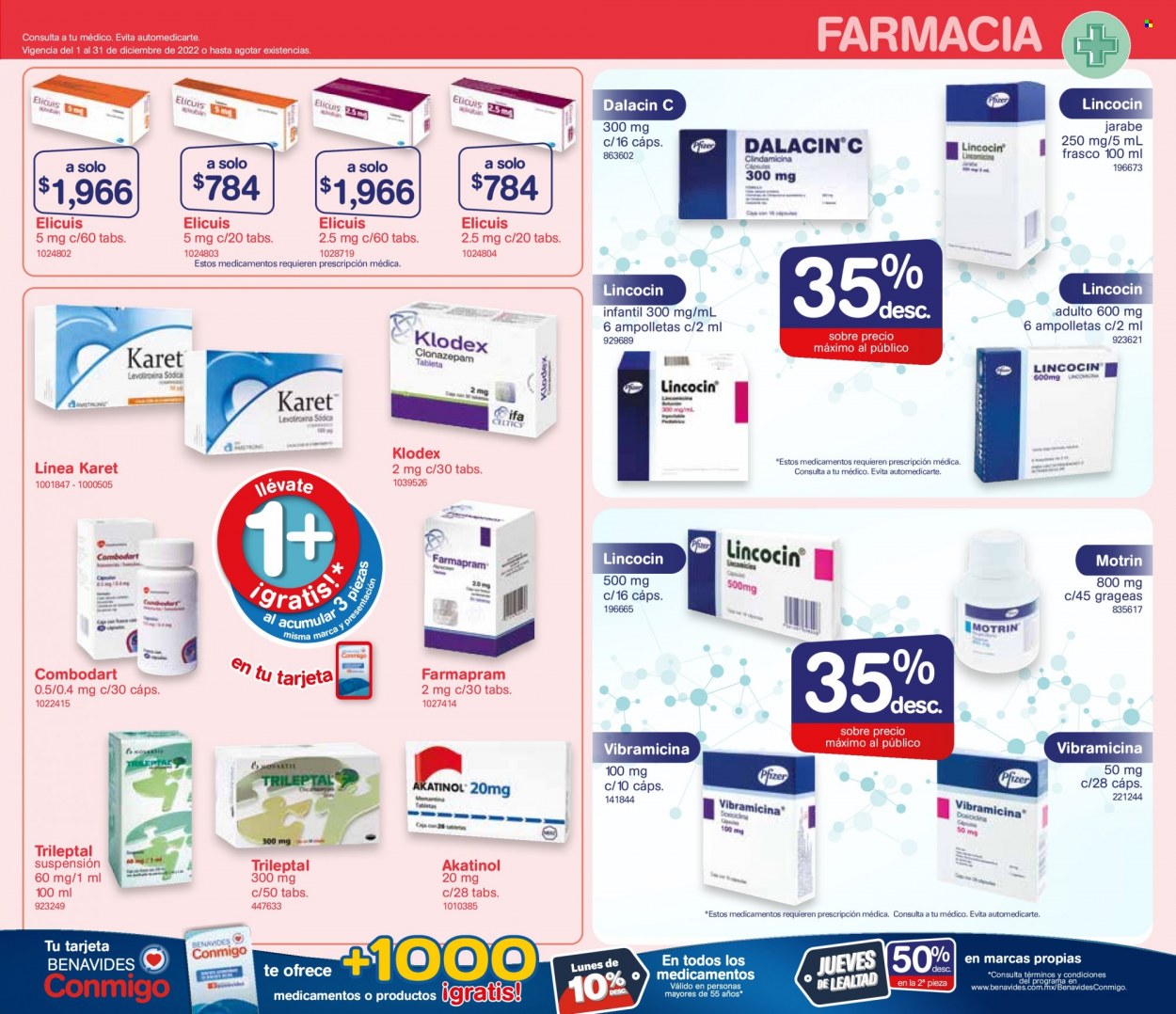 thumbnail - Folleto actual Farmacias Benavides - 1.12.2022 - 31.12.2022 - Ventas - járabe, Combodart, Motrin, Dalacin. Página 15.