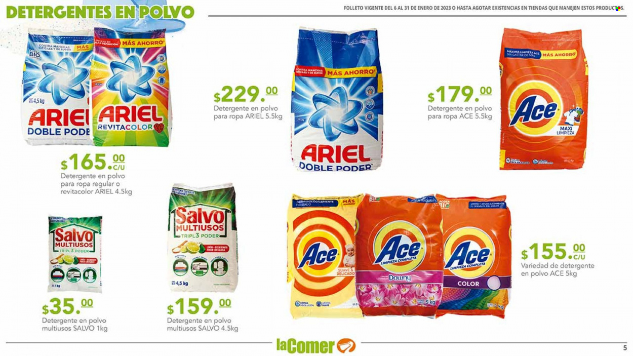 thumbnail - Folleto actual La Comer - 6.1.2023 - 31.1.2023 - Ventas - Ariel, detergente en polvo, Bic. Página 5.