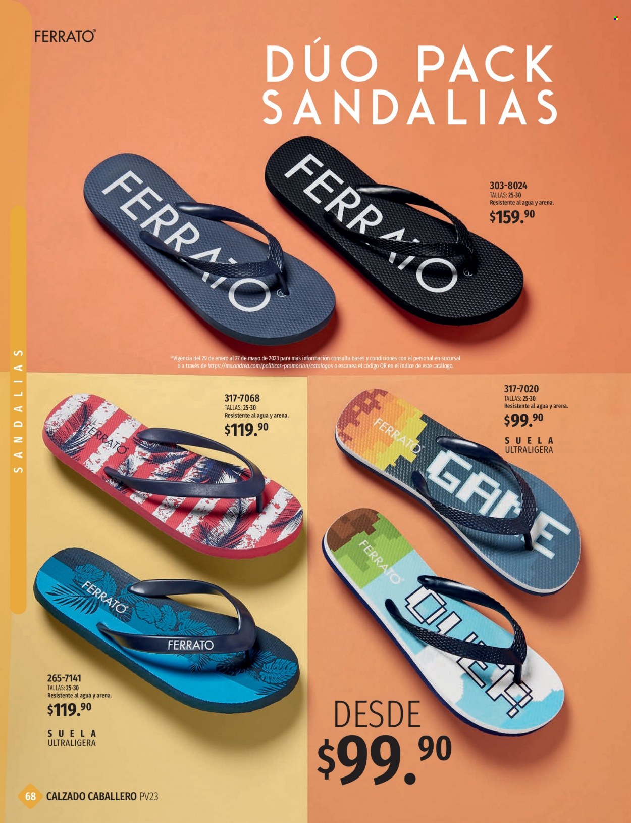 thumbnail - Folleto actual Andrea - Ventas - sandalias, calzado caballero. Página 68.