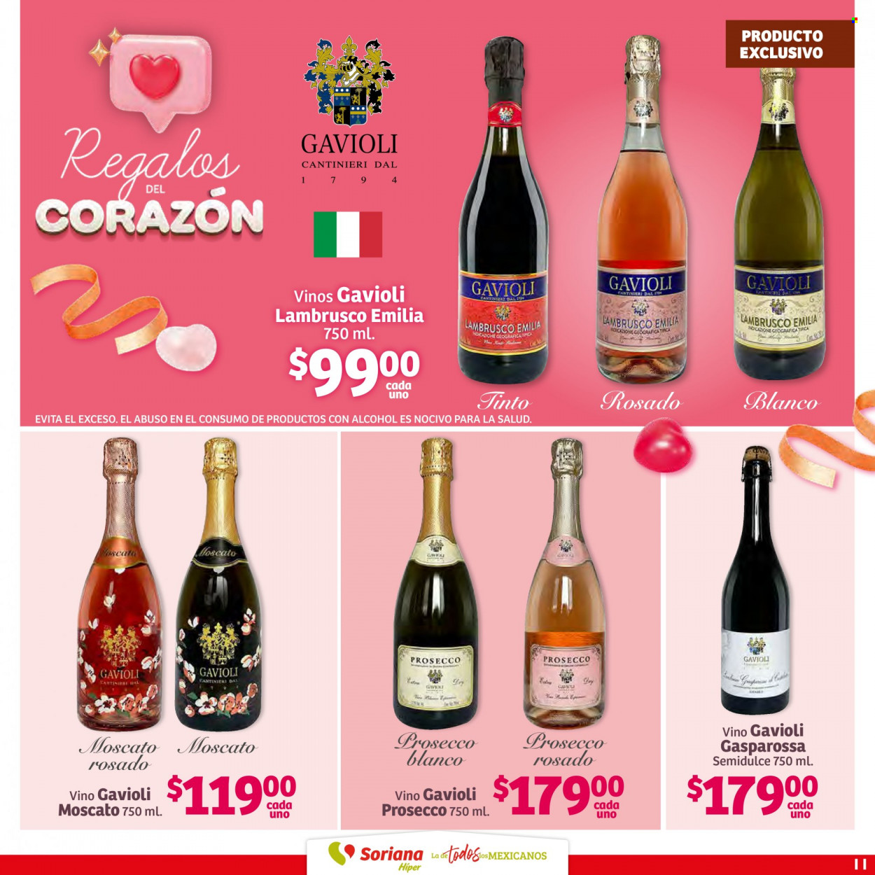 thumbnail - Folleto actual Soriana Híper - 31.1.2023 - 13.2.2023 - Ventas - bebida alcohólica, vino, Lambrusco, prosecco, Moscato. Página 11.