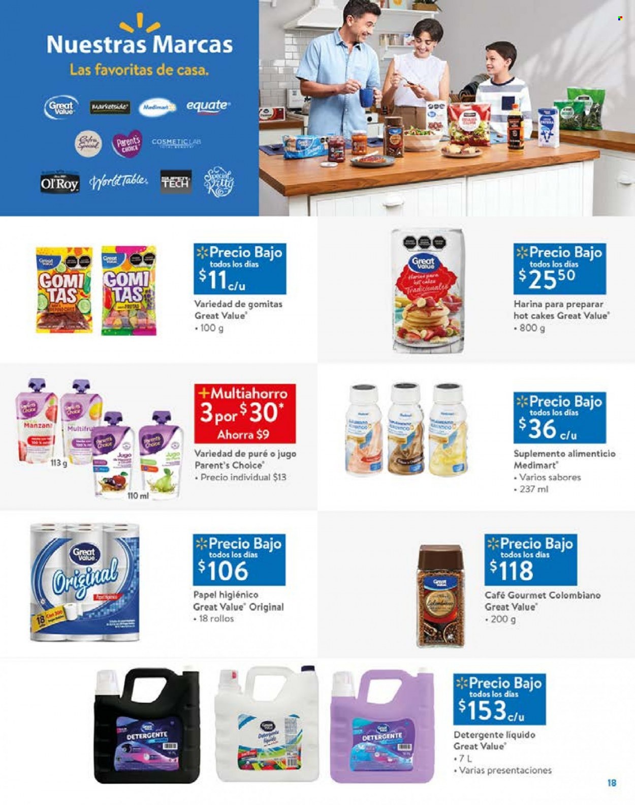 thumbnail - Folleto actual Walmart - 1.2.2023 - 14.2.2023 - Ventas - gomitas, harina, jugo, café, papel higienico, detergente, detergente en gel. Página 18.