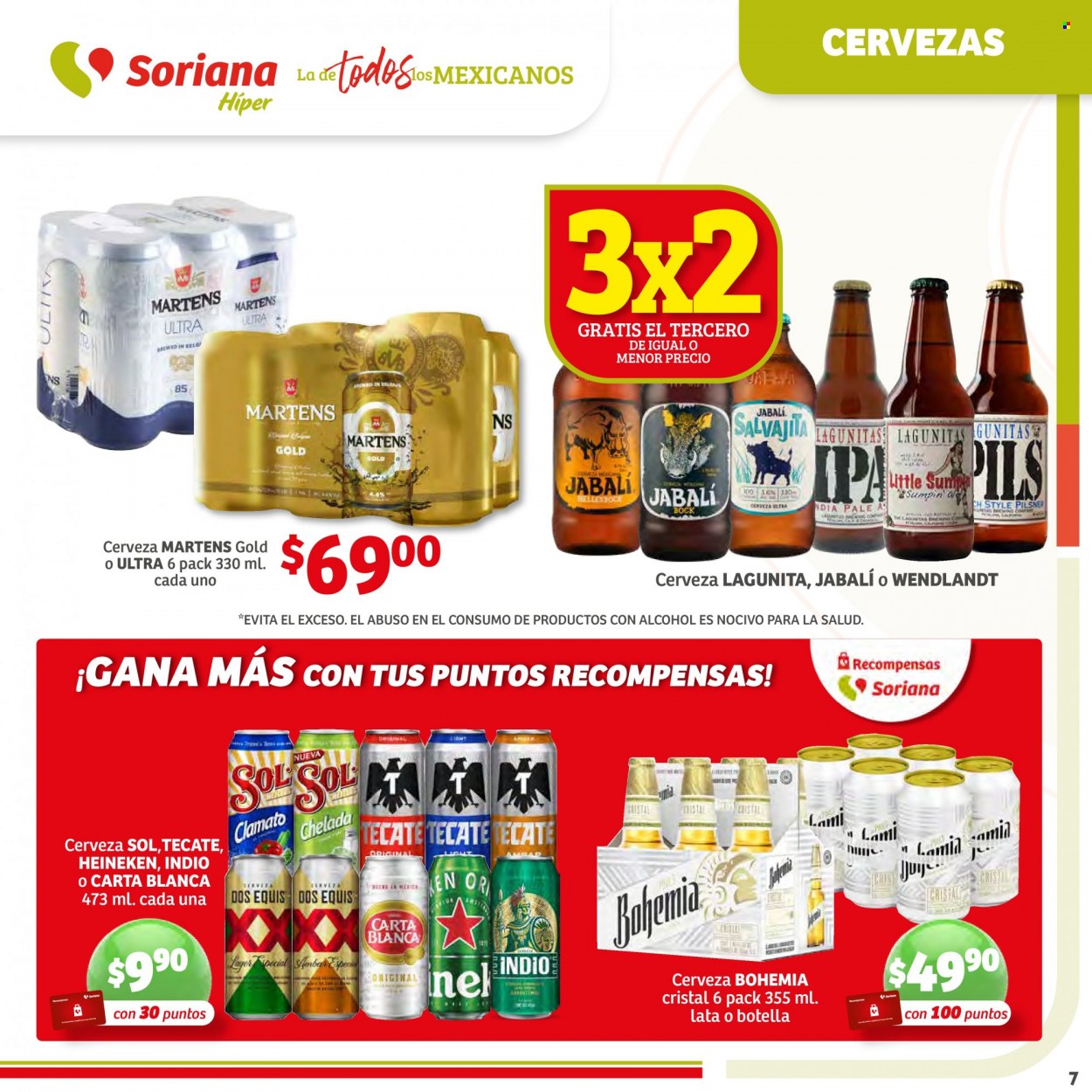 thumbnail - Folleto actual Soriana Híper - 14.3.2023 - 30.3.2023 - Ventas - Heineken, bebida alcohólica, cerveza, Ambar, clamato. Página 7.