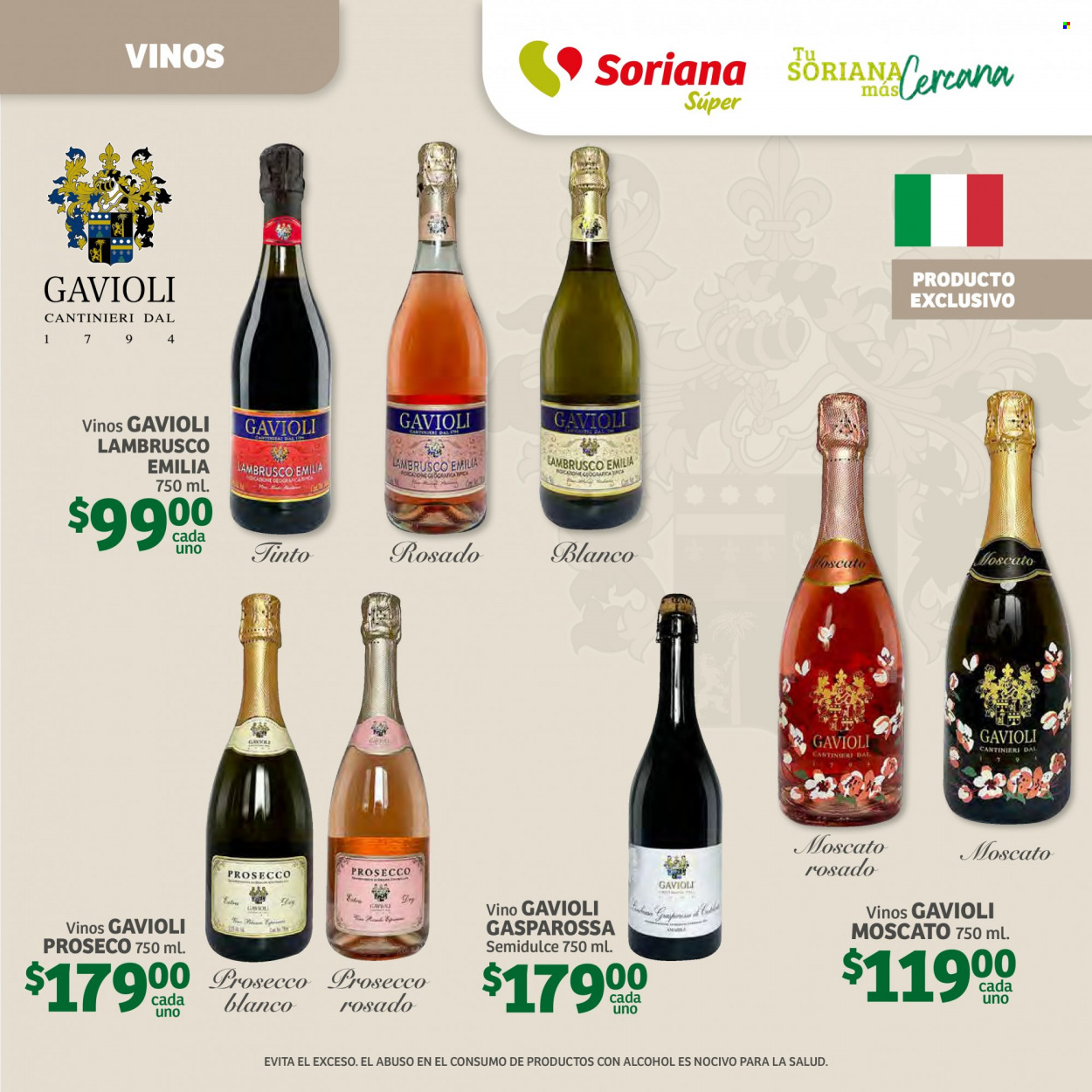 thumbnail - Folleto actual Soriana Súper - 14.3.2023 - 30.3.2023 - Ventas - bebida alcohólica, vino, Lambrusco, prosecco, Moscato. Página 10.