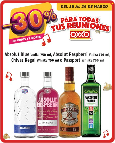 thumbnail - Folleto actual OXXO - 16.3.2023 - 26.3.2023 - Ventas - bebida alcohólica, Absolut, vodka, whisky, Chivas Regal. Página 5.