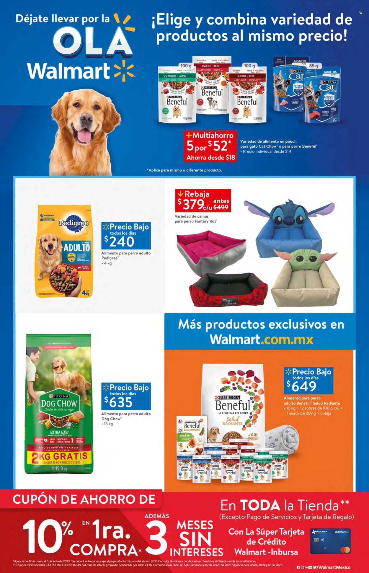 thumbnail - Folleto actual Walmart - 17.5.2023 - 6.6.2023 - Ventas - Mickey Mouse, cobija, Purina, Pedigree, alimento para perros, alimentos para mascota, alimento para gatos. Página 19.