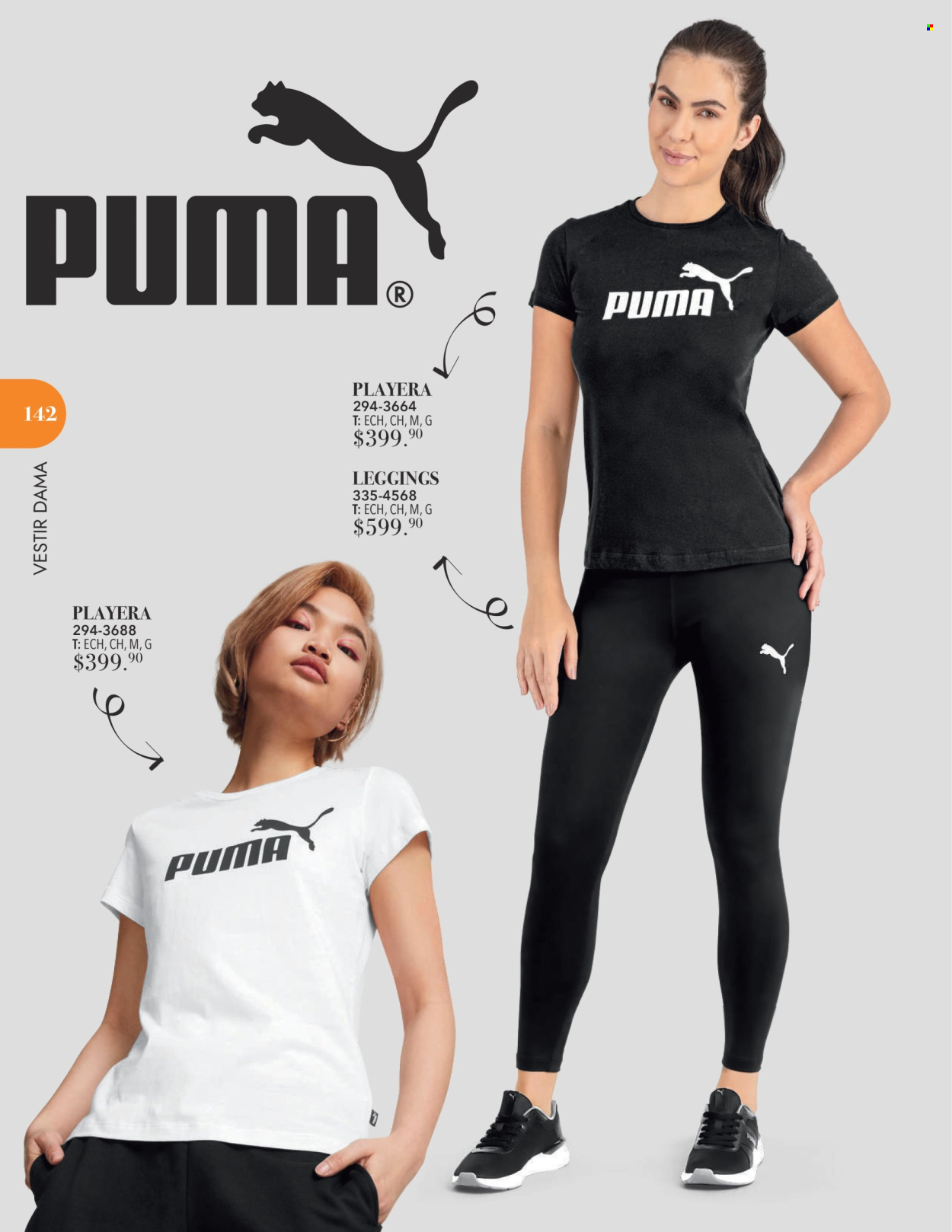 thumbnail - Folleto actual Andrea - Ventas - Puma, playera, leggings. Página 142.