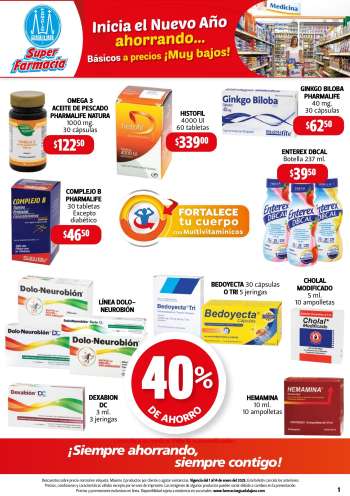 Folleto actual Farmacias Guadalajara - 1.1.2025 - 14.1.2025.