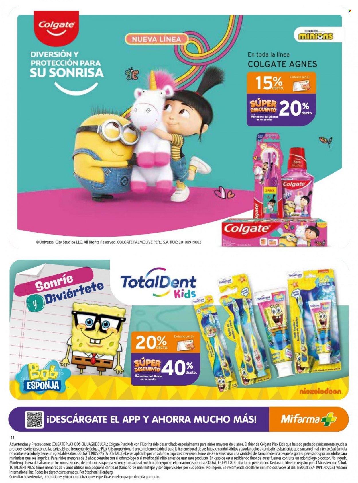 Folleto actual Mifarma - 1.9.2023 - 30.9.2023 - Ventas - cepillo, Bob Esponja, Palmolive, pasta dental, Colgate, enjuague bucal. Página 11.