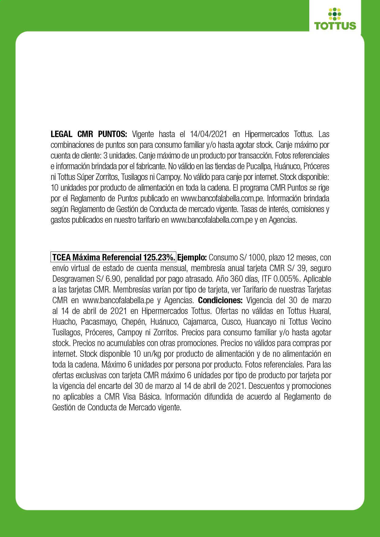 thumbnail - Folleto actual Tottus - 15.3.2021 - 25.4.2021 - Ventas - cadena. Página 22.