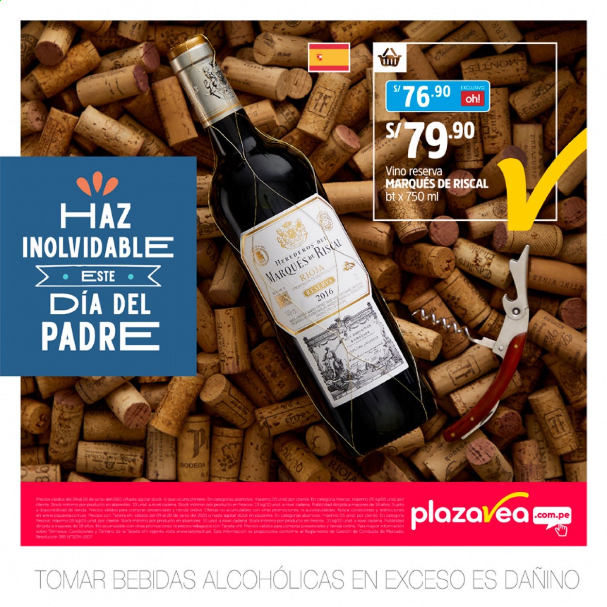 thumbnail - Folleto actual Plaza Vea - 9.6.2021 - 20.6.2021 - Ventas - bebida, vino, Rioja, bebida alcohólica, cadena. Página 32.