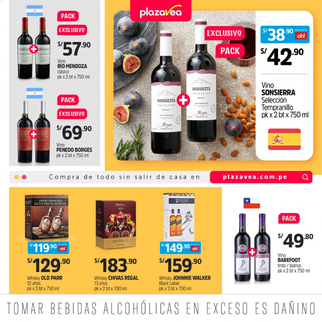 thumbnail - Folleto actual Plaza Vea - 16.8.2021 - 29.8.2021 - Ventas - bebida, vino, Rioja, Johnnie Walker, whisky, bebida alcohólica. Página 35.