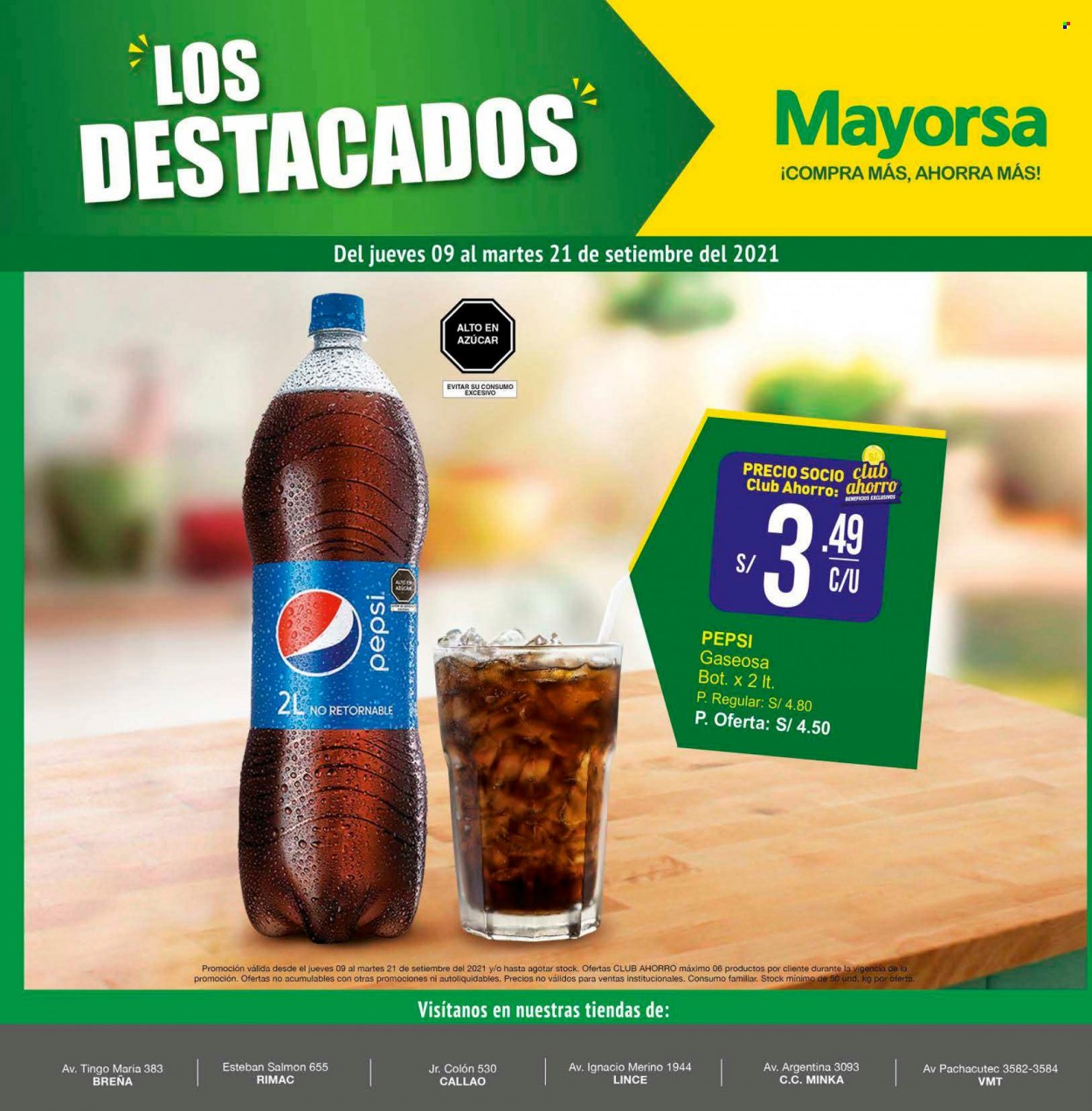 thumbnail - Folleto actual Mayorsa - 9.9.2021 - 21.9.2021 - Ventas - salmón, Pepsi, gaseosa. Página 1.