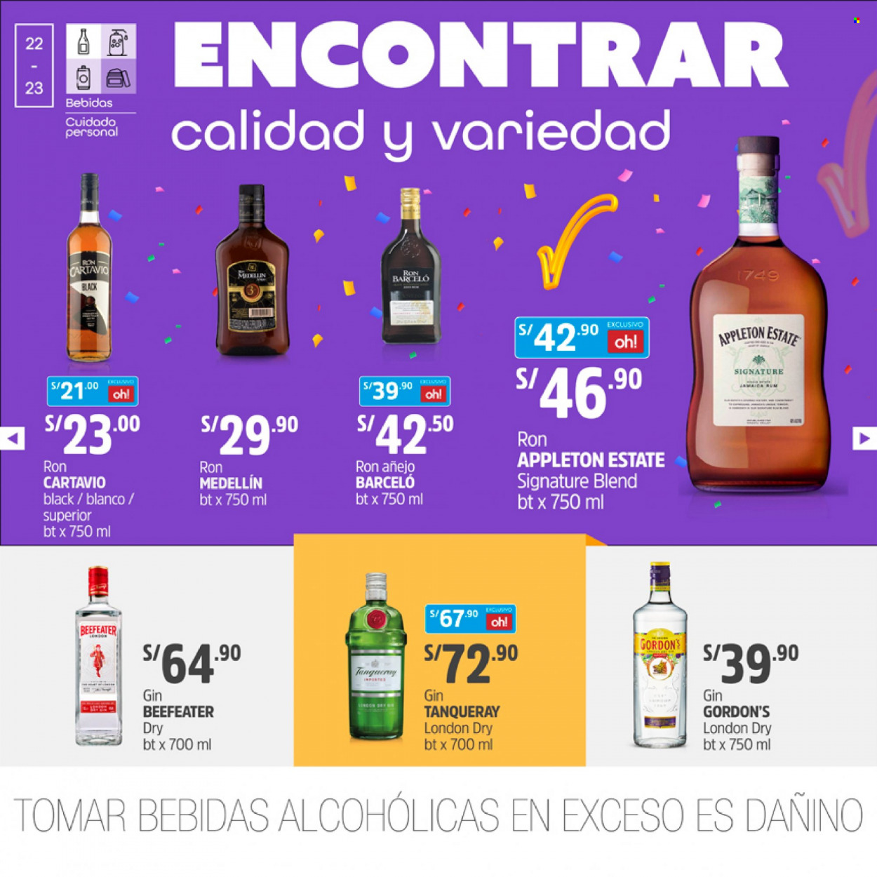 thumbnail - Folleto actual Plaza Vea - 16.10.2021 - 31.10.2021 - Ventas - bebida, ron, Barceló, Beefeater, gin, Gordon’s, Tanqueray, bebida alcohólica. Página 22.