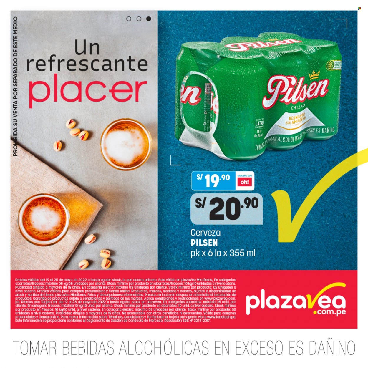 thumbnail - Folleto actual Plaza Vea - 19.5.2022 - 25.5.2022 - Ventas - Pilsen, cerveza, bebida, bebida alcohólica, eau de toilette, cadena. Página 16.