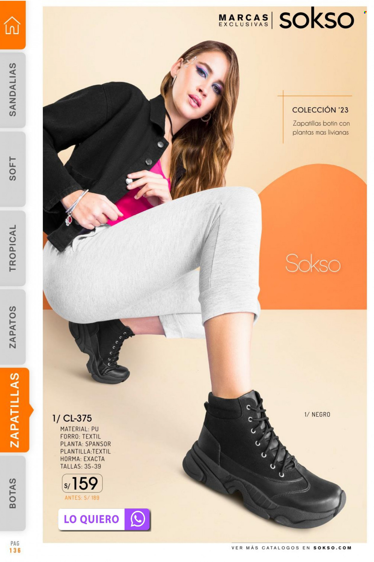 thumbnail - Folleto actual SOKSO - 23.1.2023 - 12.2.2023 - Ventas - botas, botines, zapatilla, zapatos, sandalias. Página 136.