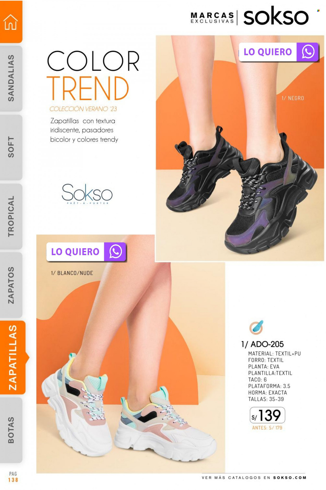 thumbnail - Folleto actual SOKSO - 23.1.2023 - 12.2.2023 - Ventas - botas, zapatilla, zapatos, sandalias. Página 138.
