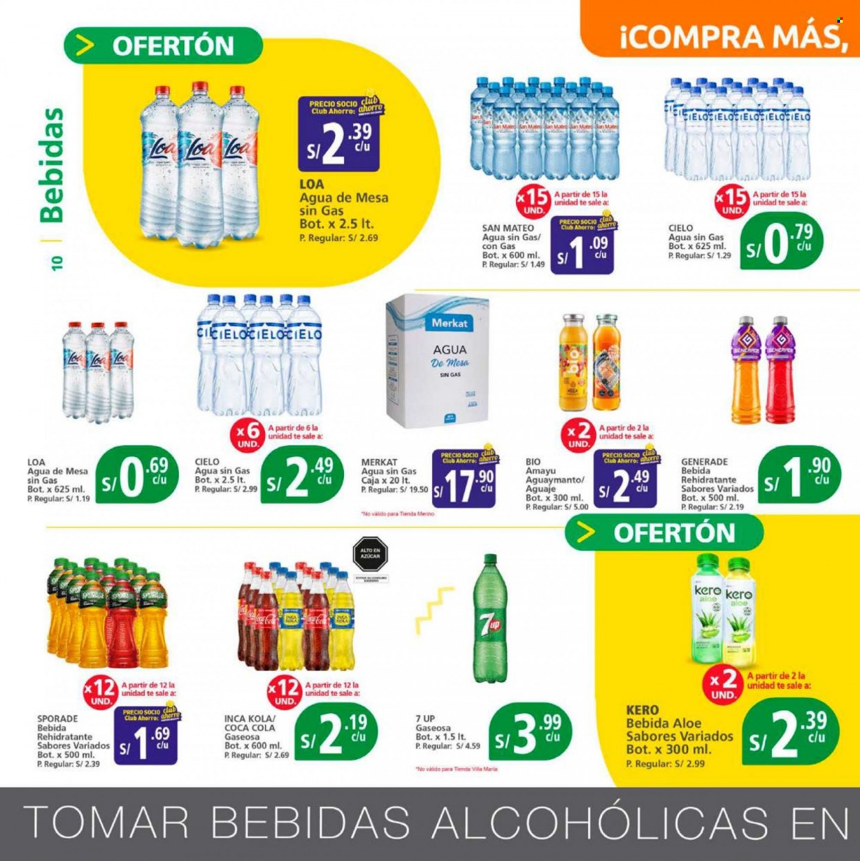 thumbnail - Folleto actual Mayorsa - 26.1.2023 - 7.2.2023 - Ventas - bebida, Coca-cola, 7UP, agua natural, gaseosa. Página 10.
