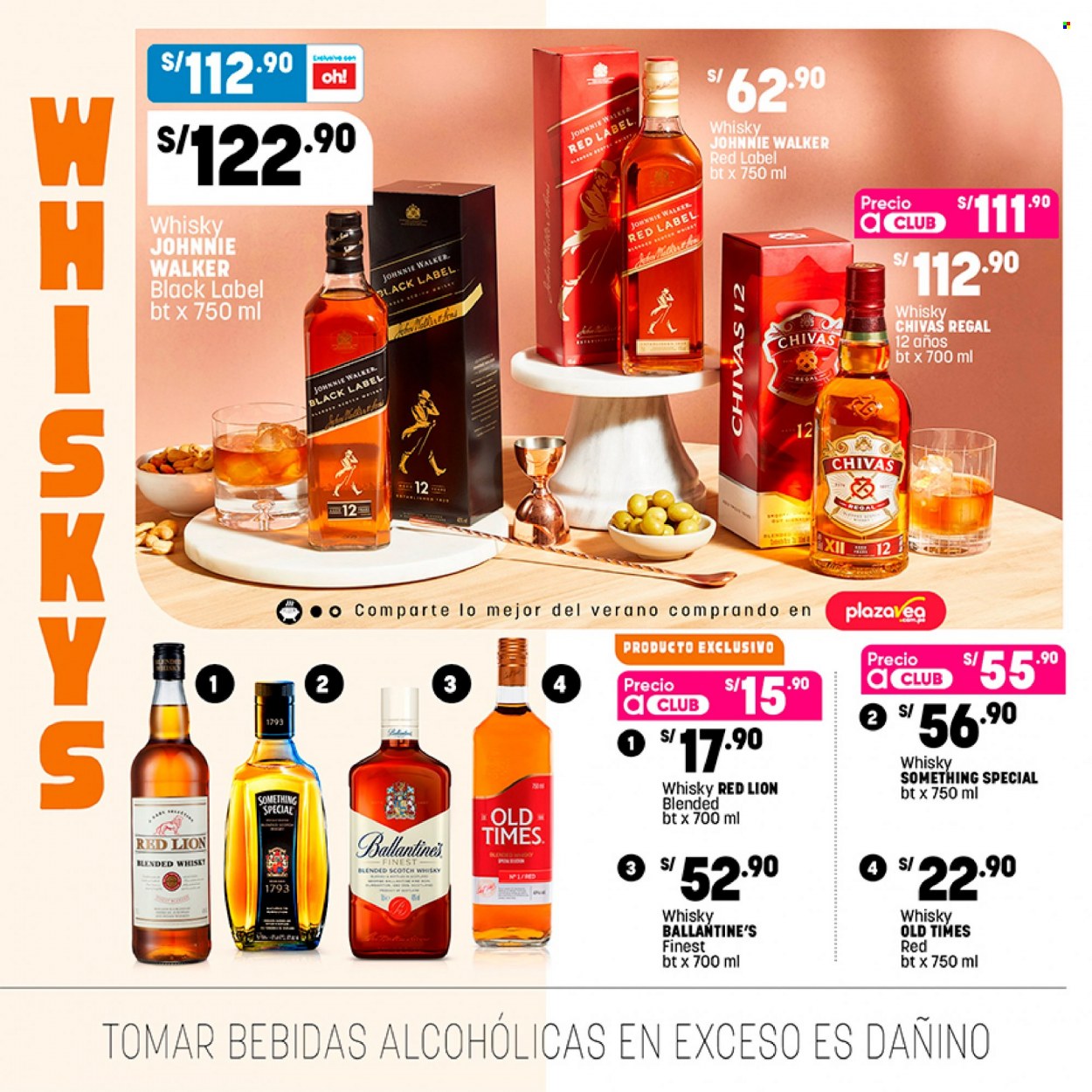 thumbnail - Folleto actual Plaza Vea - 30.1.2023 - 12.2.2023 - Ventas - bebida alcohólica, bebida, Ballantine's, Johnnie Walker, whisky, Scotch Whisky, Red Label, Chivas Regal. Página 21.