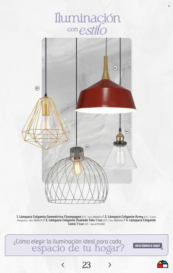 thumbnail - Folleto actual Sodimac - Ventas - lámpara, lámpara de colgar, iluminación. Página 23.