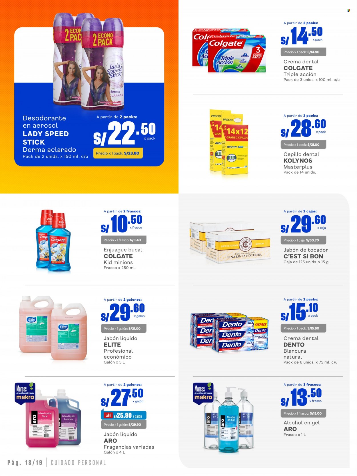 Folleto actual Makro - 9.3.2023 - 22.3.2023 - Ventas - cepillo, alcohol puro, jabón líquido, aerosol, jabón de tocador, pasta dental, cepillo de dientes, Colgate, enjuague bucal, Kolynos, desodorante. Página 2.