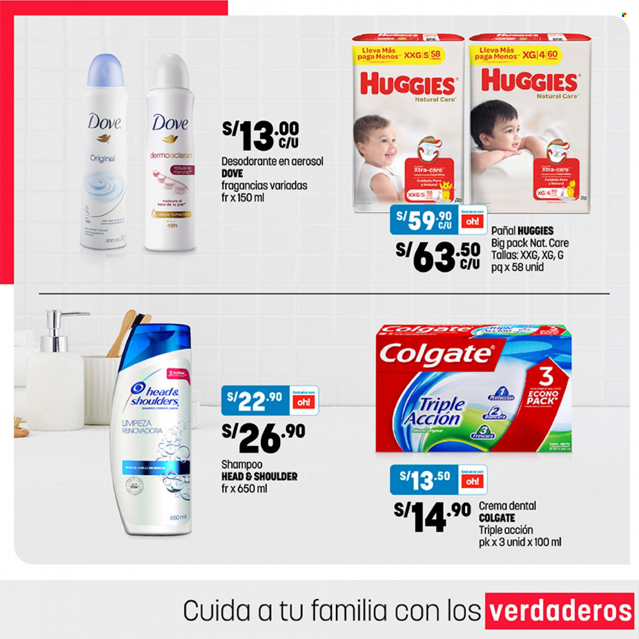 Folleto actual Plaza Vea - 17.3.2023 - 19.3.2023 - Ventas - Huggies, pañales, aerosol, champú, Dove, pasta dental, Colgate, desodorante. Página 6.