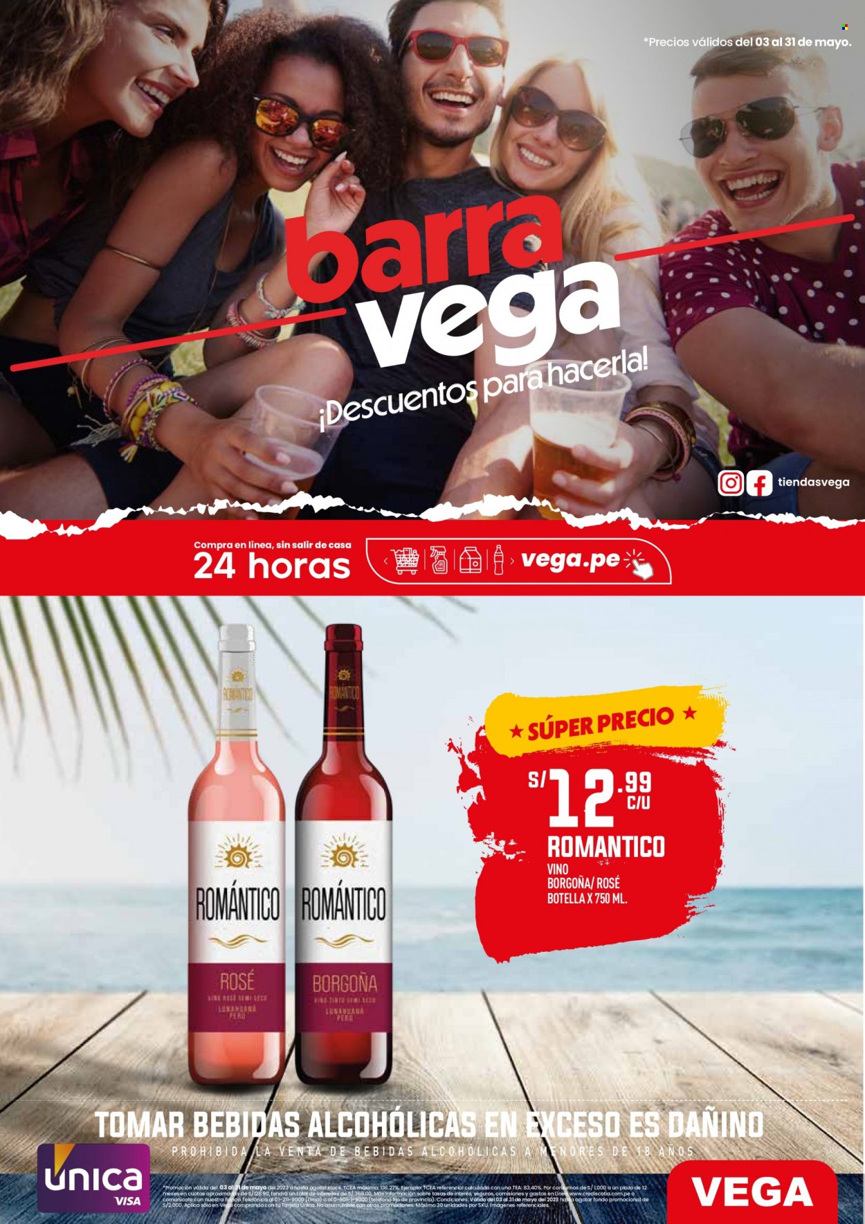 thumbnail - Folleto actual Vega - 3.5.2023 - 31.5.2023 - Ventas - bebida, bebida alcohólica, vino, lima. Página 1.