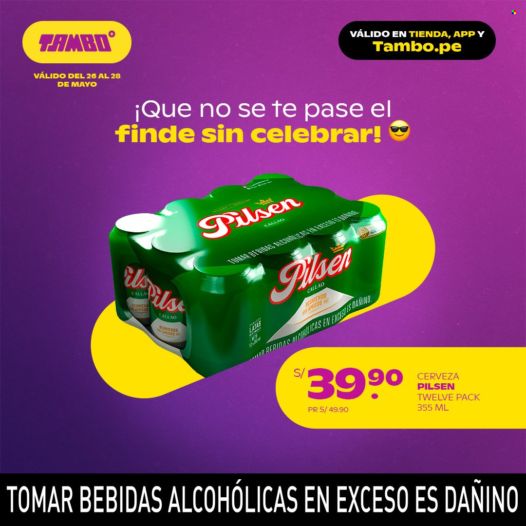 thumbnail - Folleto actual Tambo - 26.5.2023 - 28.5.2023 - Ventas - bebida, bebida alcohólica, Pilsen, cerveza. Página 1.