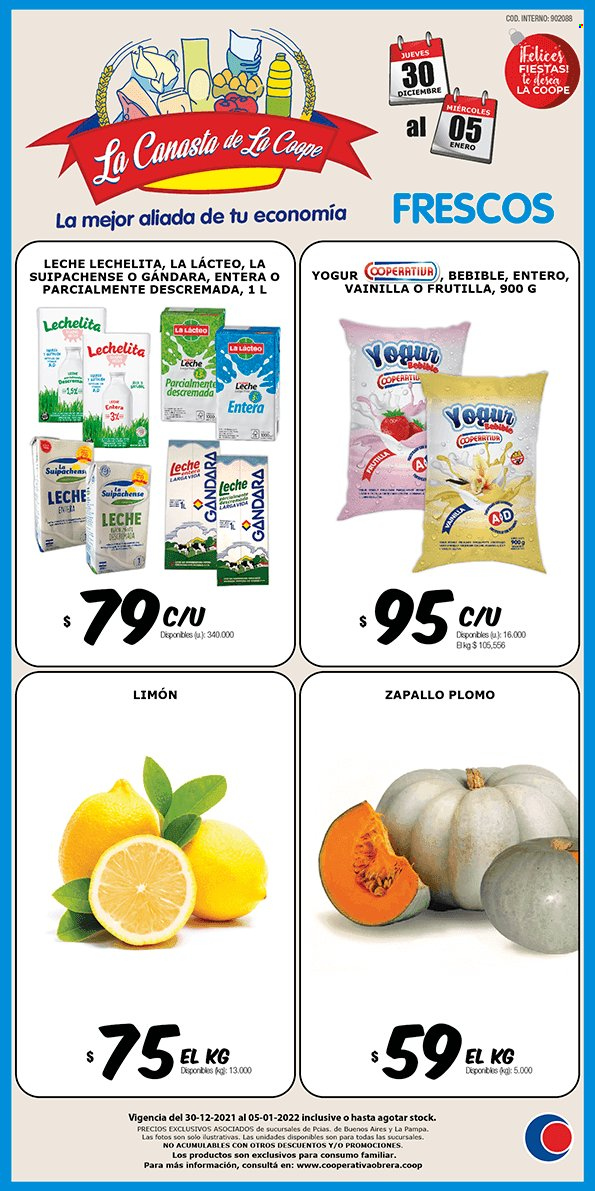 Folleto actual Cooperativa Obrera - 30/12/21 - 05/01/22 - Ventas - yogur, leche, leche entera. Página 1.