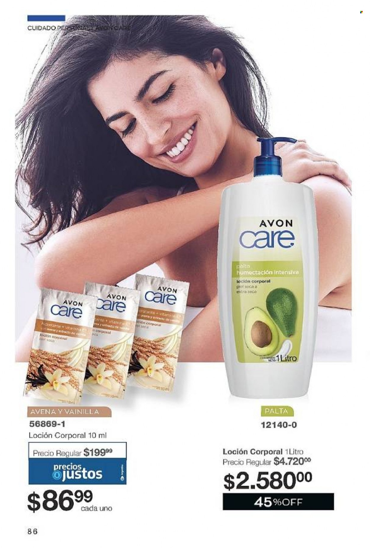 Folleto actual Avon - Ventas - loción, loción corporal, crema corporal, Off. Página 86.