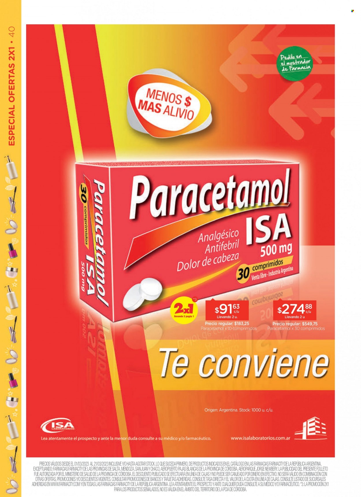Folleto actual Farmacity - 01/03/23 - 21/03/23 - Ventas - Valor, Paracetamol. Página 40.