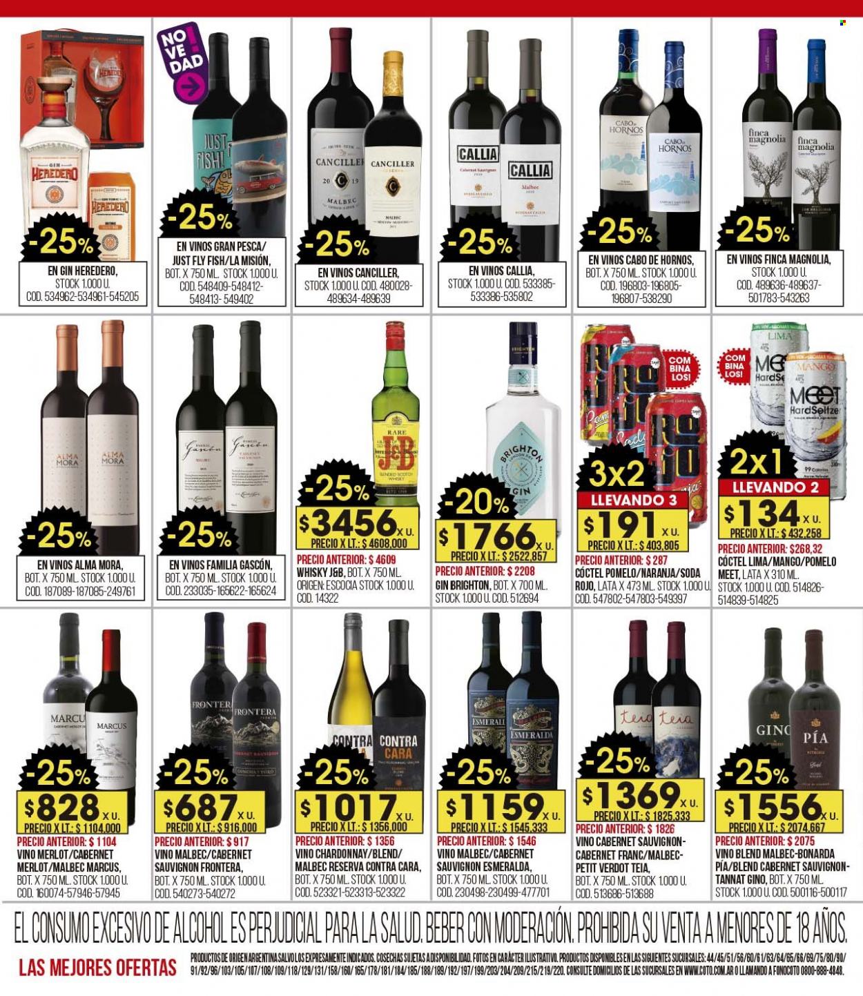 Folleto actual Coto - 13/03/23 - 19/03/23 - Ventas - sifón, Chardonnay, vino blanco, gin, J&B, whisky, horno, bebida alcohólica, Cabernet Sauvignon, vino. Página 12.