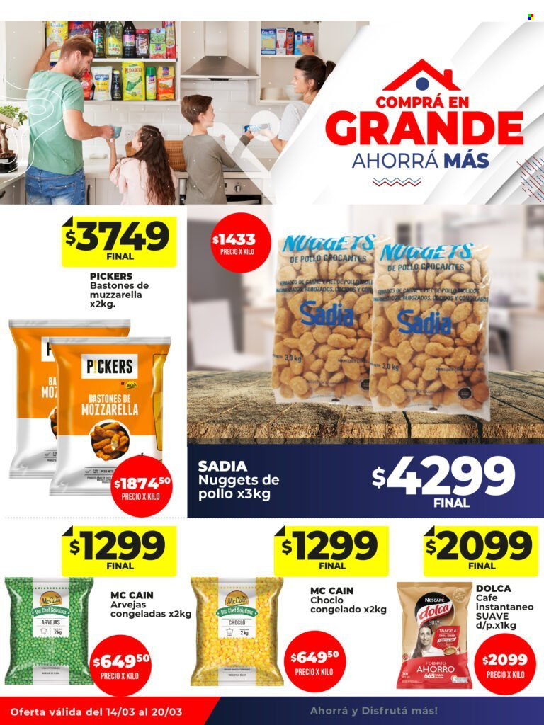 Folleto actual Vital - 14/03/23 - 20/03/23 - Ventas - choclo, nuggets, plato terminado, nuggets de pollo, queso, verduras congeladas, McCain, arveja, café, Nescafé, café instantáneo. Página 16.