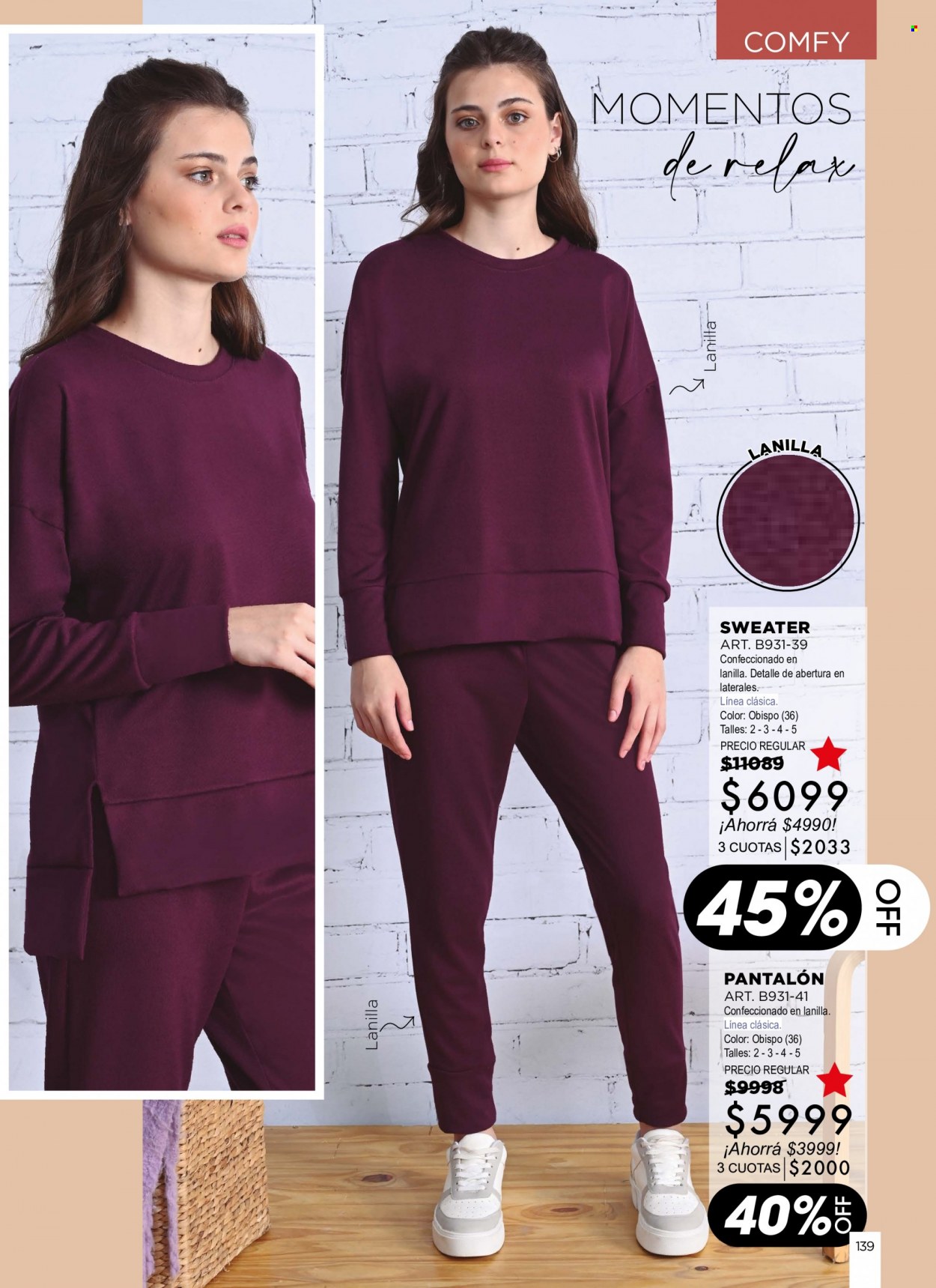 Folleto actual Juana Bonita - Ventas - pantalón, jersey. Página 139.
