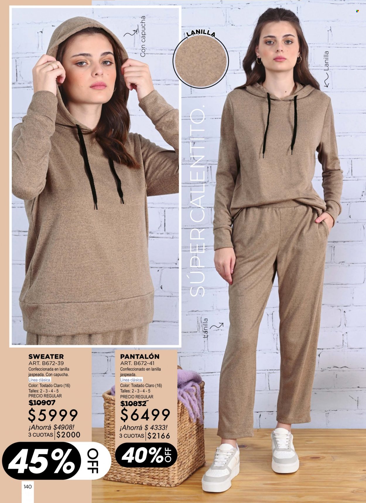 Folleto actual Juana Bonita - Ventas - pantalón, jersey. Página 140.