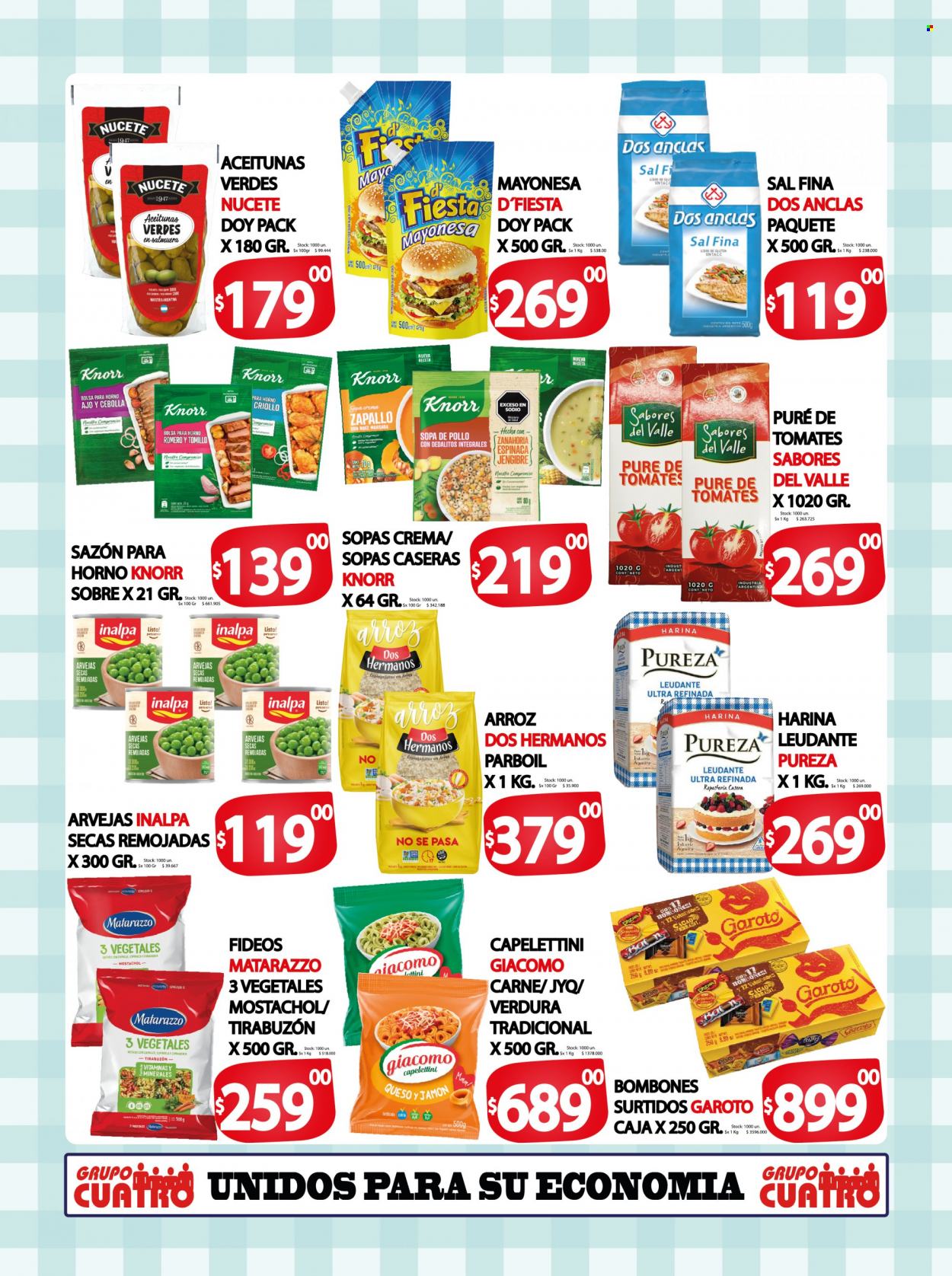 Folleto actual Mariano Max - 24/05/23 - 05/06/23 - Ventas - tomate, jengibre, zapallo, Knorr, sopa, mayonesa, bombones, Dos Hermanos, harina, sal, sal fina, aceituna, puré de tomate, aceitunas verdes, guisantes en lata, pasta, arroz. Página 2.