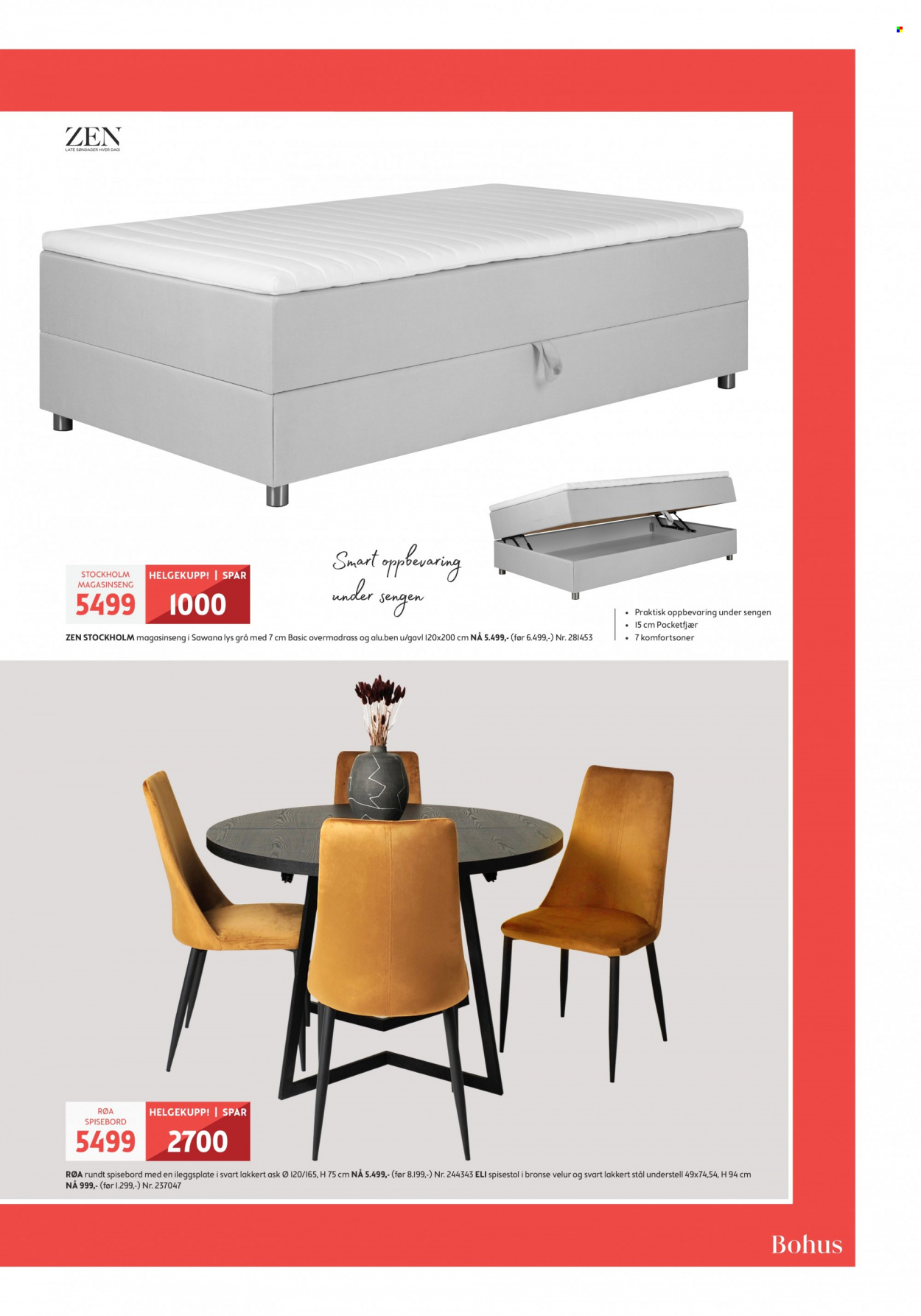 thumbnail - Kundeavis Bohus - 27.7.2022 - 11.9.2022 - Produkter fra tilbudsaviser - bord, spisebord, stol, spisestol. Side 3.