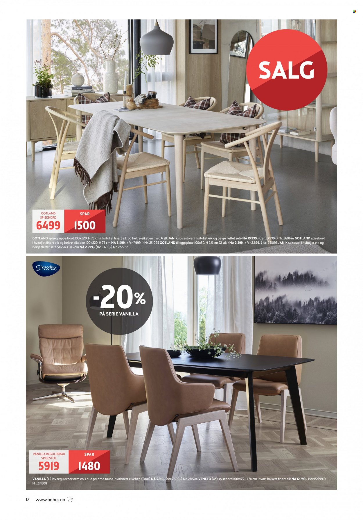 thumbnail - Kundeavis Bohus - 1.8.2022 - 11.9.2022 - Produkter fra tilbudsaviser - bord, spisebord, stol, spisestol. Side 12.