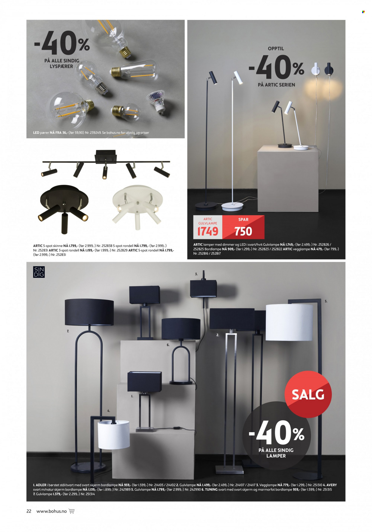 thumbnail - Kundeavis Bohus - 1.8.2022 - 11.9.2022 - Produkter fra tilbudsaviser - bordlampe, vegglampe. Side 22.