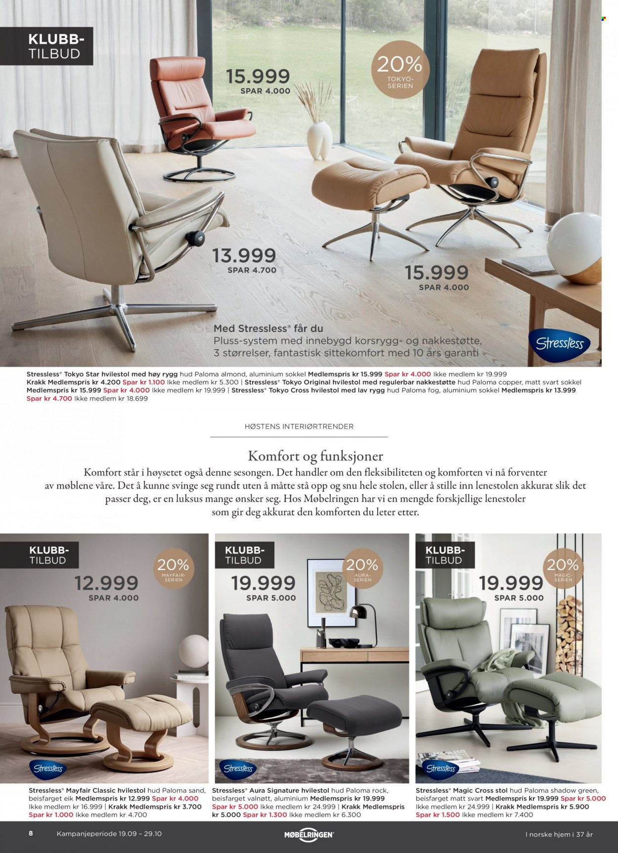 thumbnail - Kundeavis Møbelringen - 19.9.2022 - 29.10.2022 - Produkter fra tilbudsaviser - krakk, stol, hvilestol. Side 8.