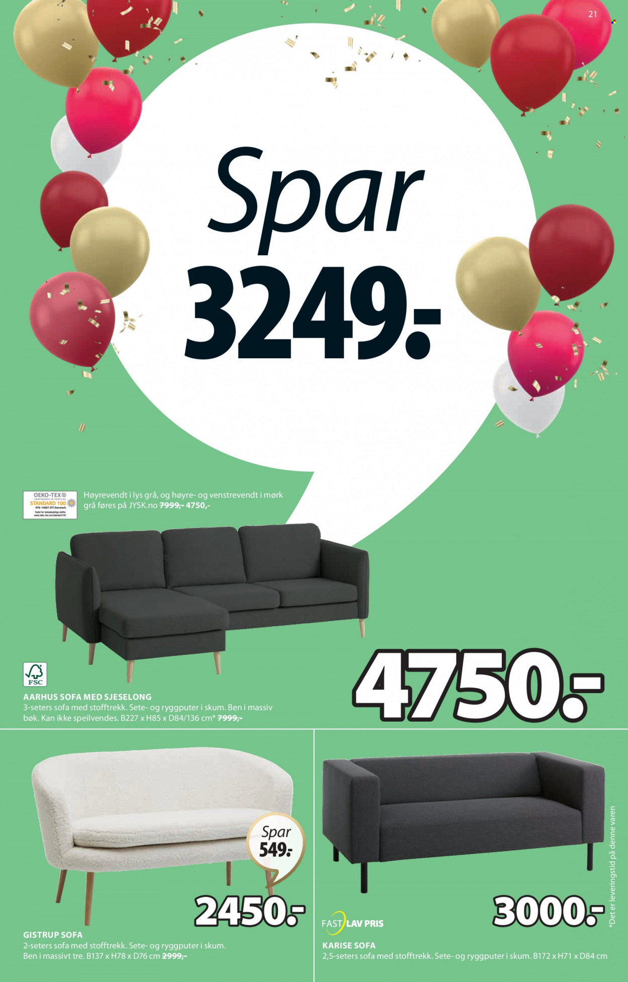thumbnail - Kundeavis JYSK - 26.9.2022 - 1.10.2022 - Produkter fra tilbudsaviser - sofa. Side 21.