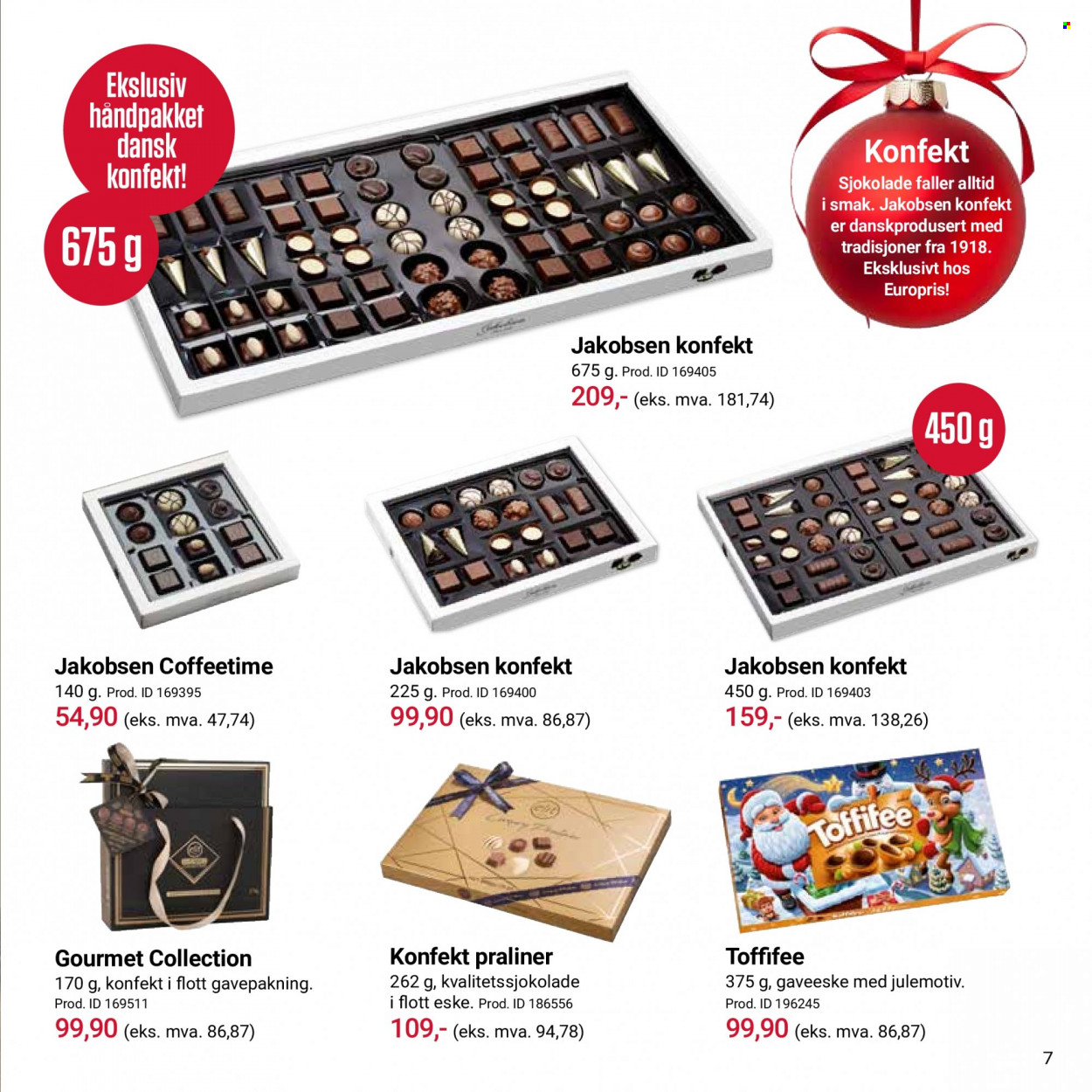 thumbnail - Kundeavis Europris - Produkter fra tilbudsaviser - Toffifee, sjokolade. Side 7.