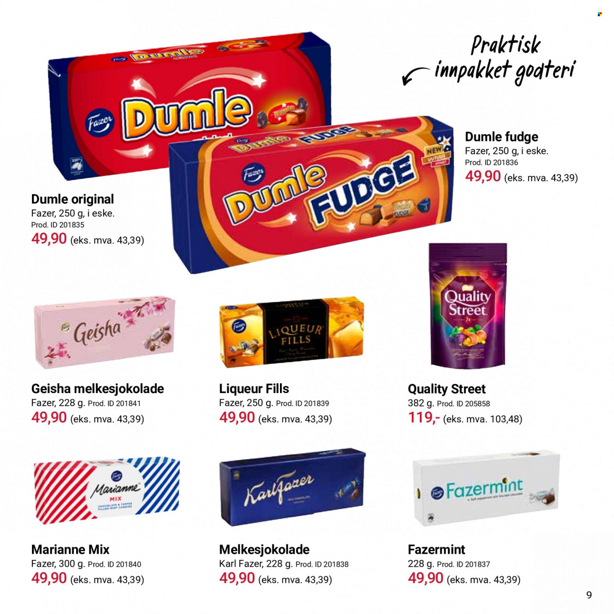 thumbnail - Kundeavis Europris - Produkter fra tilbudsaviser - melkesjokolade. Side 9.