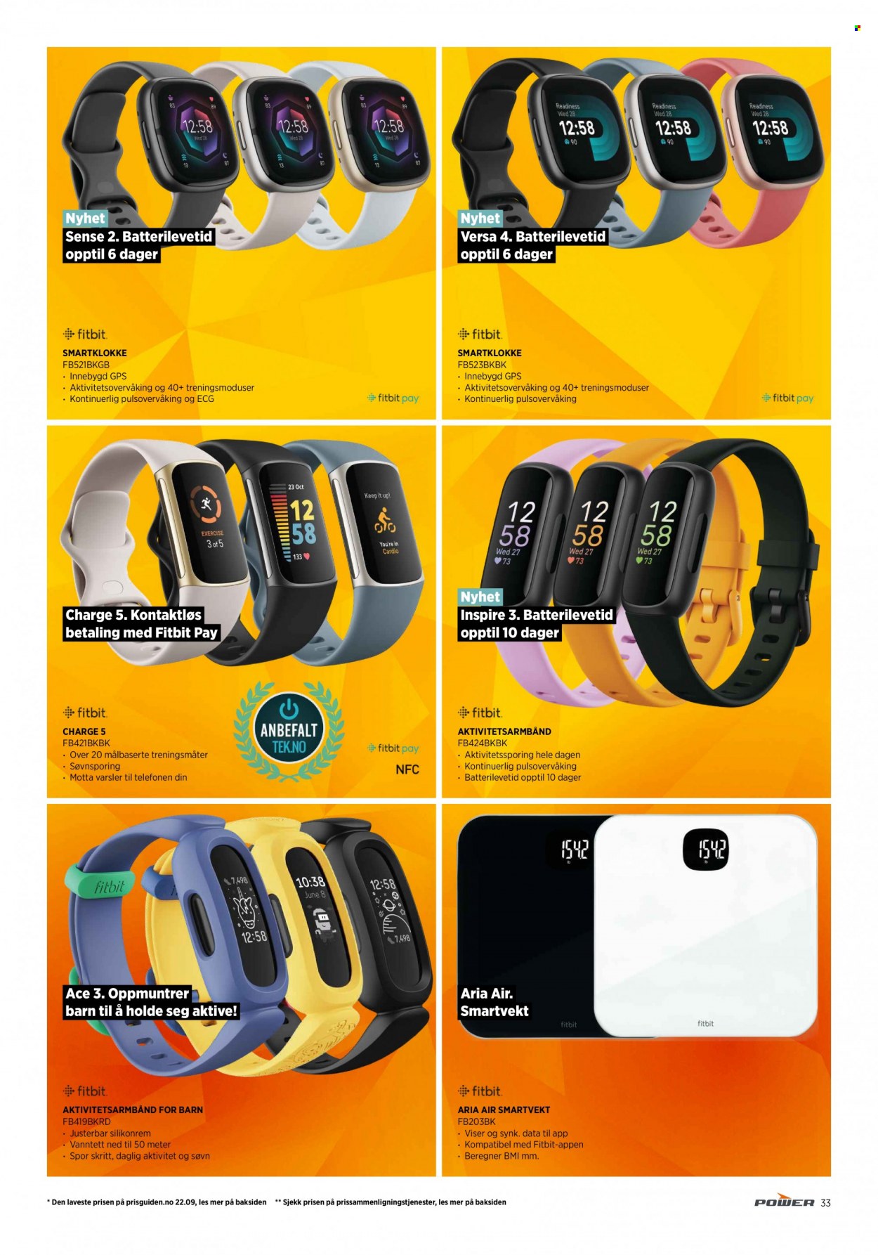thumbnail - Kundeavis Power - 1.10.2022 - 8.10.2022 - Produkter fra tilbudsaviser - Fitbit, smartklokke, smartvekt. Side 33.