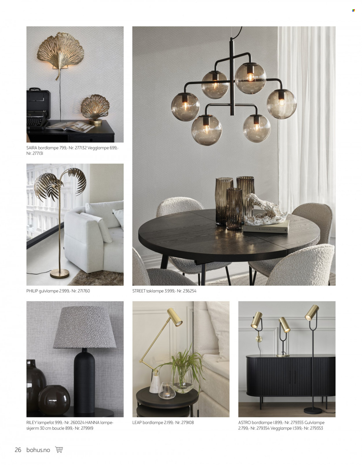 thumbnail - Kundeavis Bohus - Produkter fra tilbudsaviser - bordlampe, lampe, lampefot, taklampe, vegglampe. Side 26.