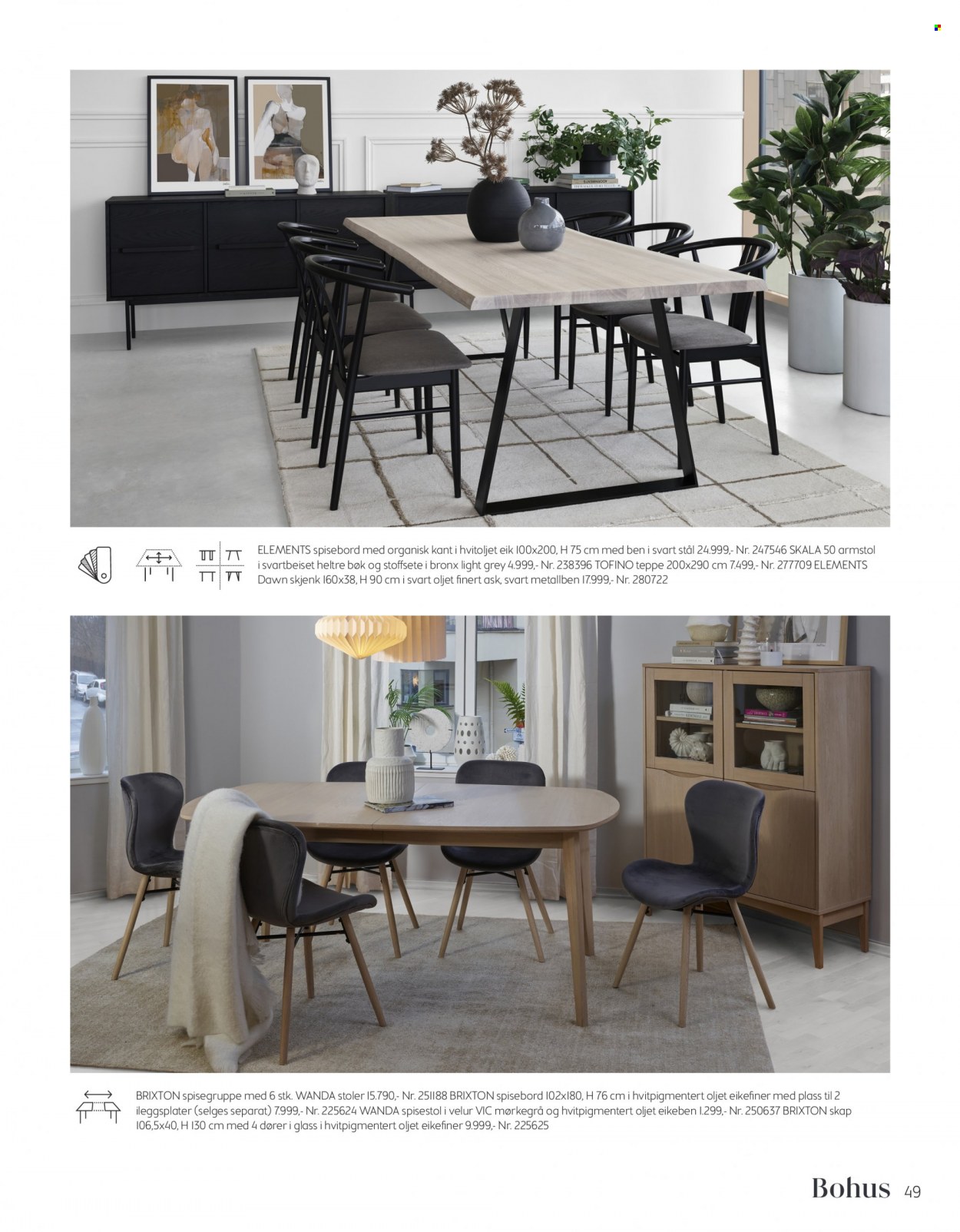 thumbnail - Kundeavis Bohus - Produkter fra tilbudsaviser - skap, skjenk, bord, spisebord, stol, spisestol, teppe. Side 49.