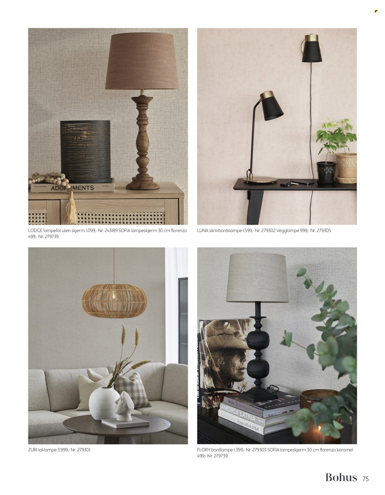 thumbnail - Kundeavis Bohus - Produkter fra tilbudsaviser - bordlampe, lampefot, taklampe, vegglampe. Side 75.