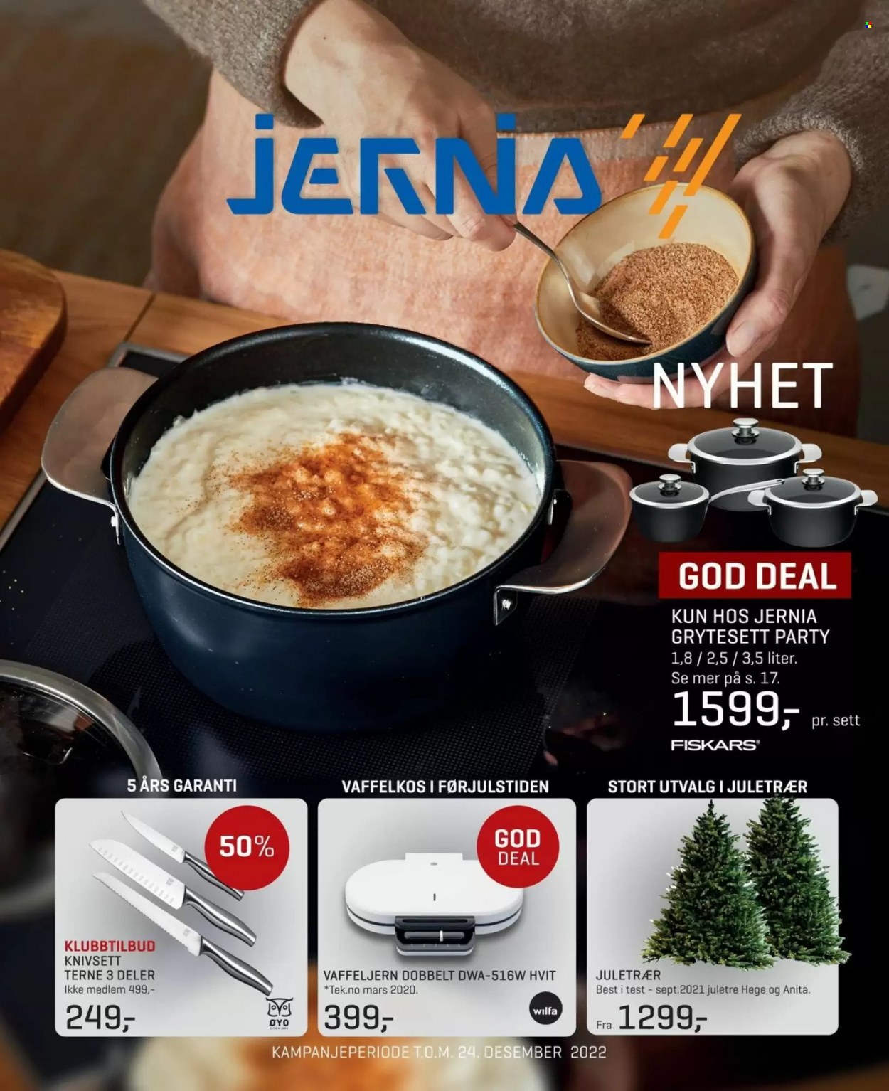 thumbnail - Kundeavis Jernia - 7.11.2022 - 24.12.2022 - Produkter fra tilbudsaviser - grytesett, vaffeljern. Side 1.