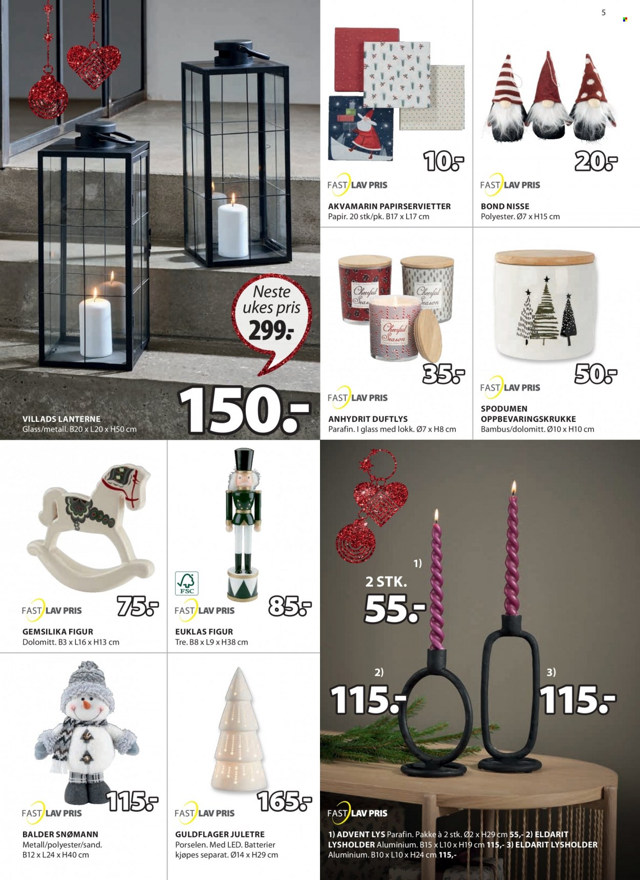 thumbnail - Kundeavis JYSK - 28.11.2022 - 3.12.2022 - Produkter fra tilbudsaviser - duftlys, figur, juletre. Side 5.