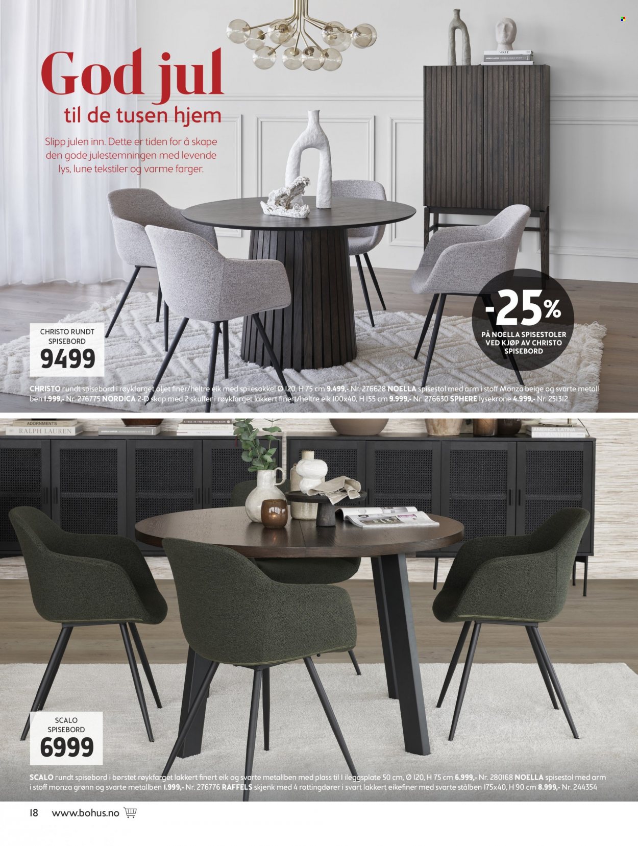 thumbnail - Kundeavis Bohus - 29.11.2022 - 24.12.2022 - Produkter fra tilbudsaviser - skap, skjenk, bord, spisebord, stol, spisestol. Side 18.