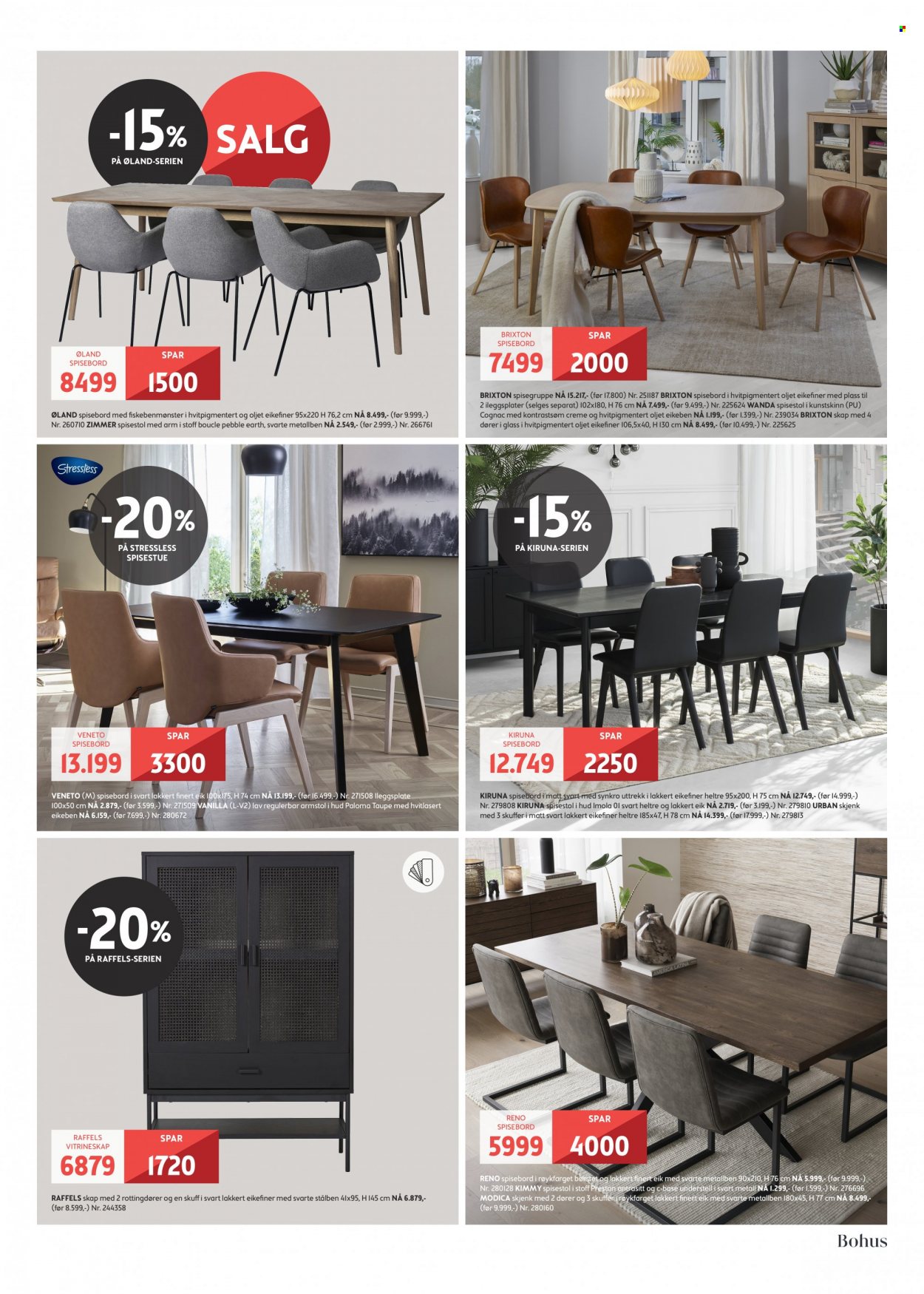 thumbnail - Kundeavis Bohus - 2.1.2023 - 12.2.2023 - Produkter fra tilbudsaviser - skap, vitrineskap, skjenk, bord, spisebord, stol, spisestol. Side 15.